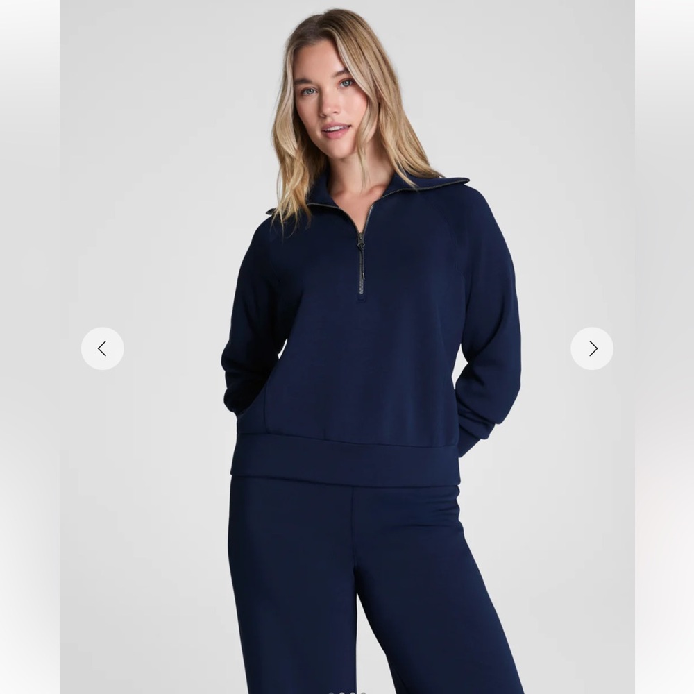 SPANX Navy Zip-Up Sweatshirt
